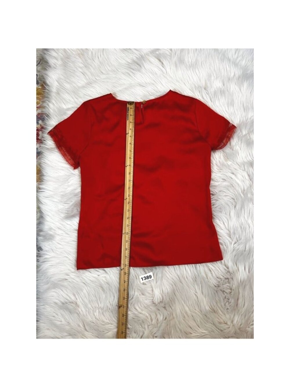 Donna Karan Womens Blouse Orange XS Short Sleeve Crochet Satin Solid Career - Picture 2 of 5